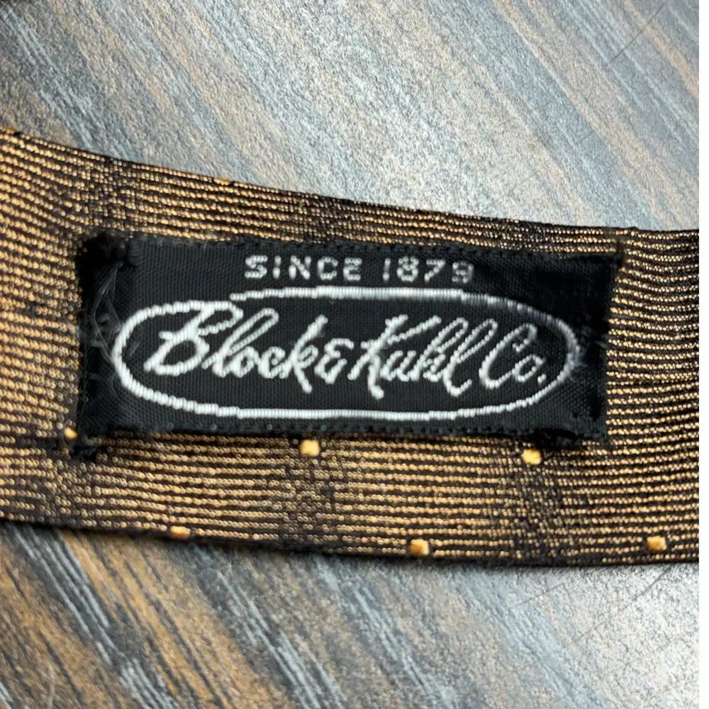 Vintage Brummel Neck Tie Brown Dotted Silk Textured 70s Classic Block & Kuhl Co